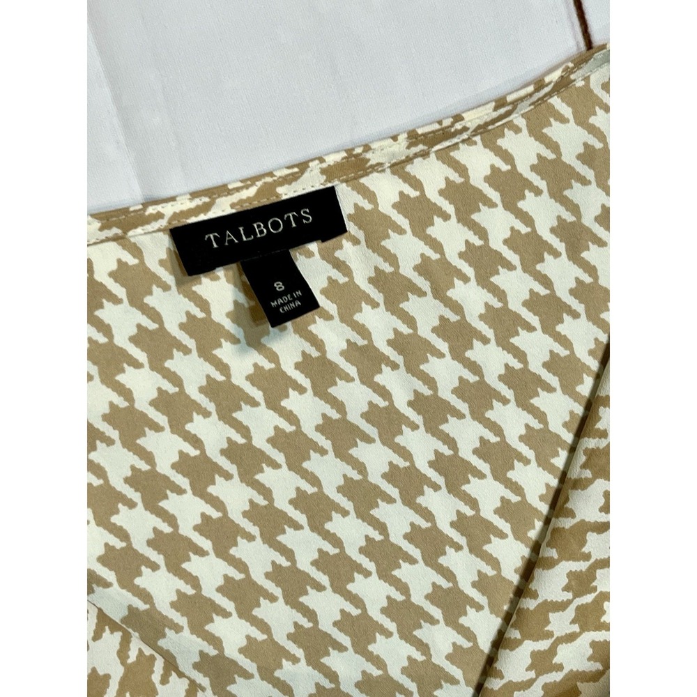 Talbots Silky Draped Neck Houndstooth Blouse Sz 8 Sleeveless Career - Picture 6 of 6